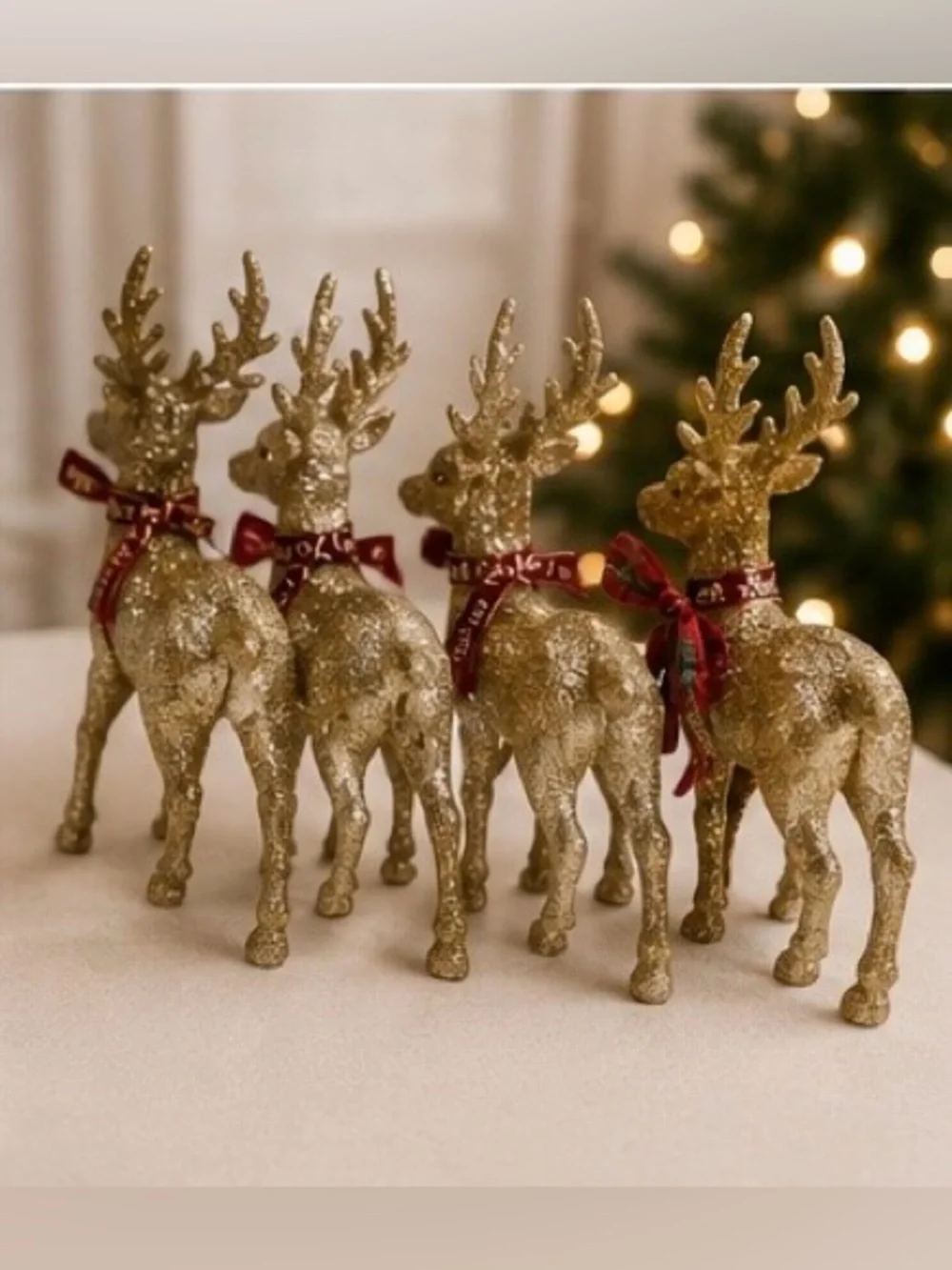Christmas Decor Reindeer set of 4 gold glitter